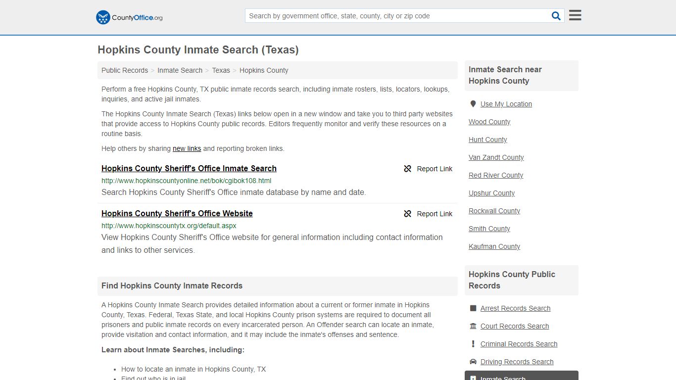 Inmate Search - Hopkins County, TX (Inmate Rosters & Locators)